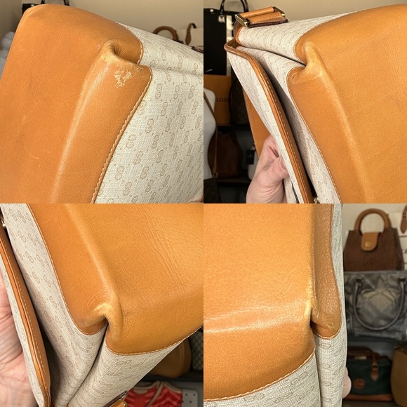 Vintage Gucci Micro GG Canvas Flap Shoulder Messenger Bag Tan Leather w/ COA - Picture 10 of 11